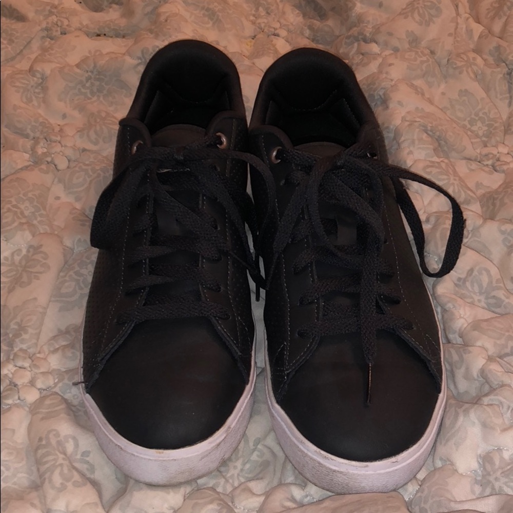 Black Faux Leather Adidas Sneakers